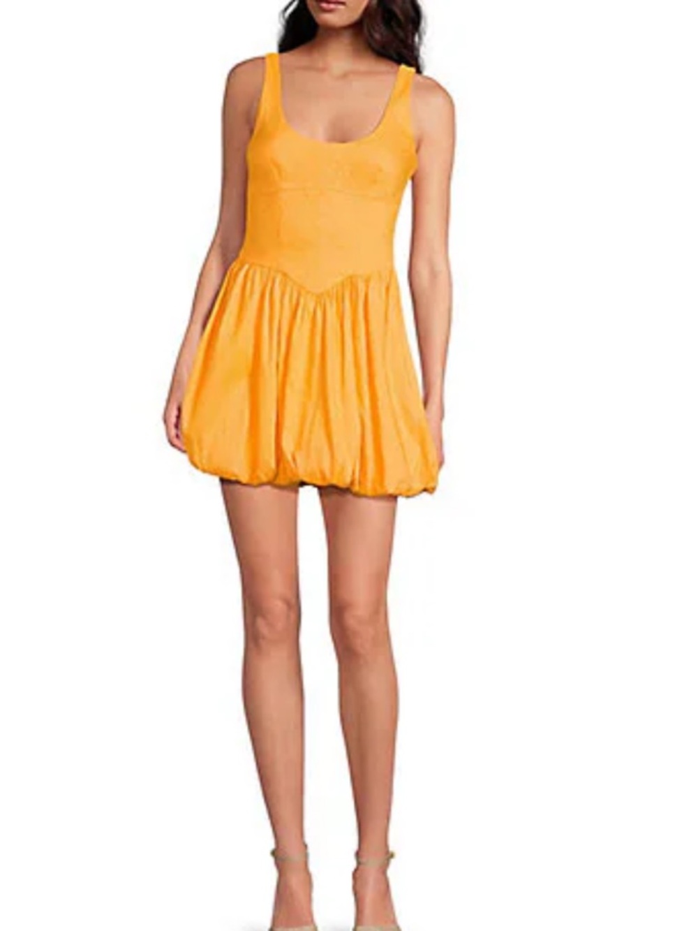 Gianni Bini Sedona Mini Dress 8 Apricot Linen Sleeveless Drop Waist Bubble Hem
